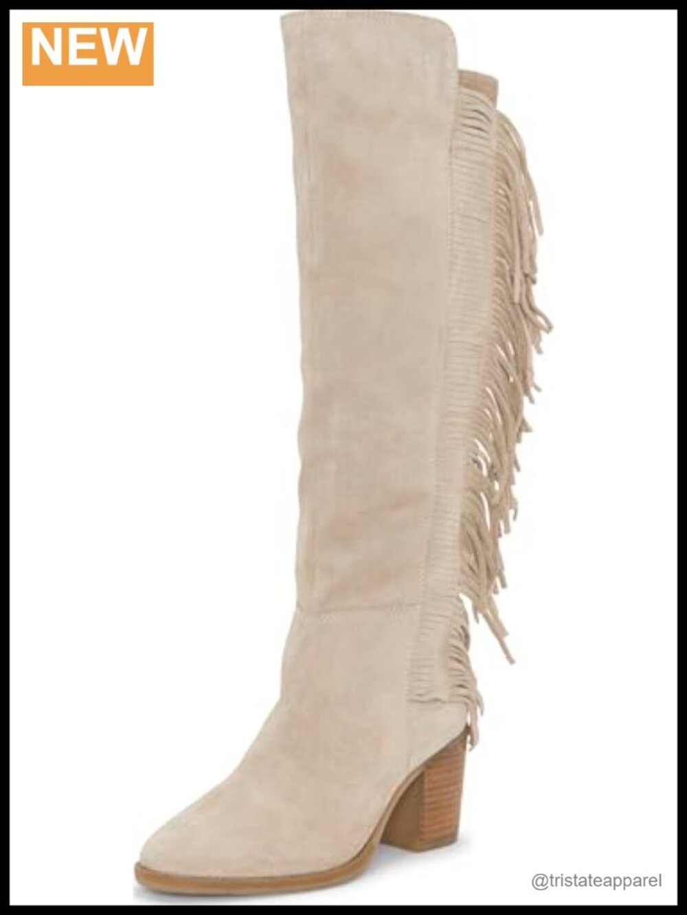 Suede Over-the-Knee Fringe Boots Block Heel Zip